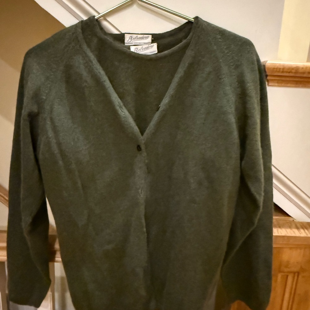 Women's Green Angora Wool Sweater Set